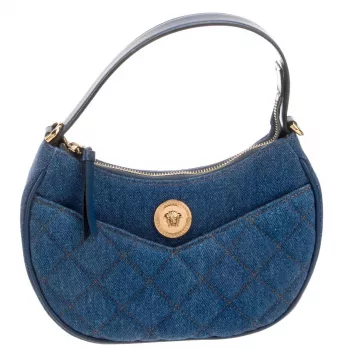 Versace Denim & Leather Top Handle Bag: Style & Fit